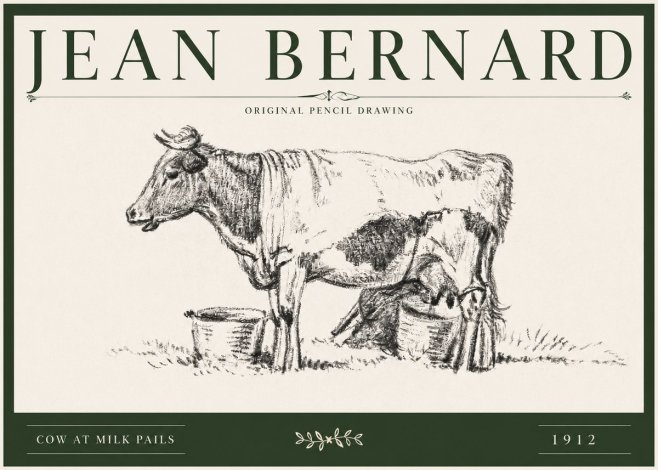 Jean Bernard Cow at Milk Pails No3 - Póster