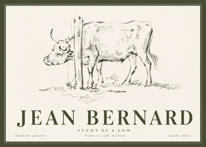 Jean Bernard Study of a Cow VII No6 - Póster