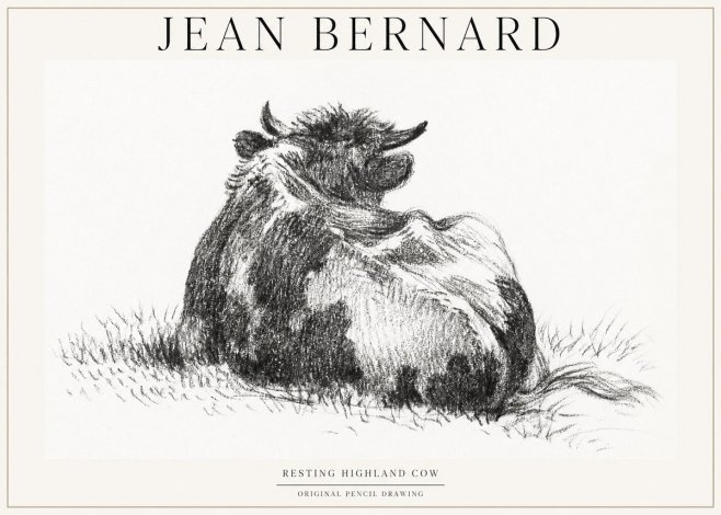 Jean Bernard Resting Highland Cow No1 - Póster