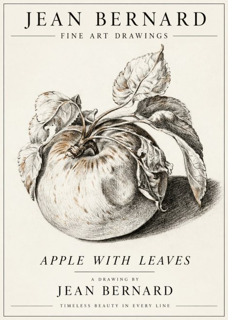 Jean Bernard Apple with Leaves No3 - Póster