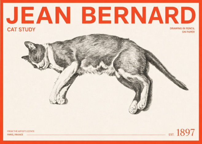 Jean Bernard Cat Study VII No2 - Póster