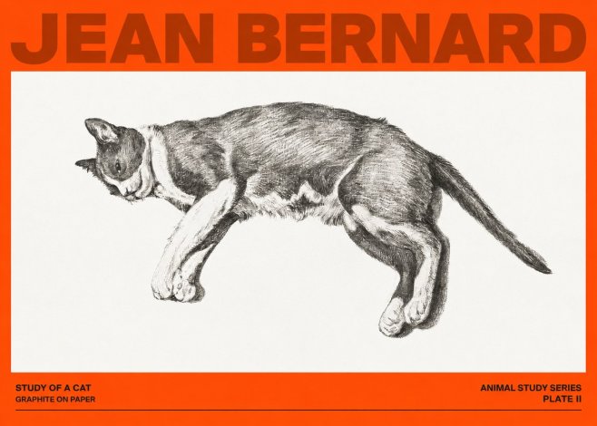 Jean Bernard Cat Study VII No4 - Póster