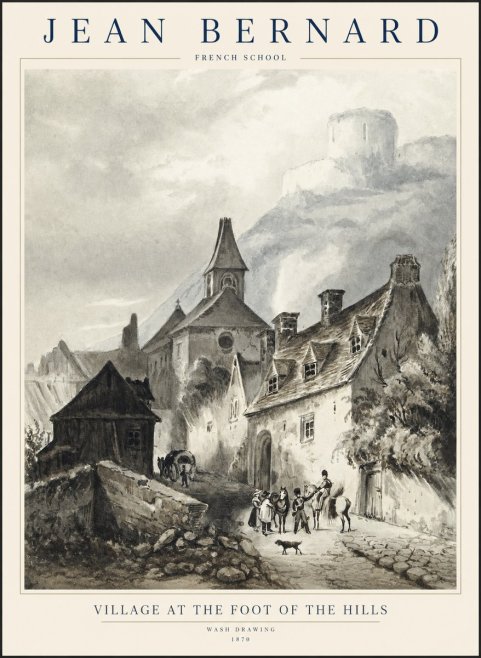 Jean Bernard Village at the Foot of the Hill No2 - Póster