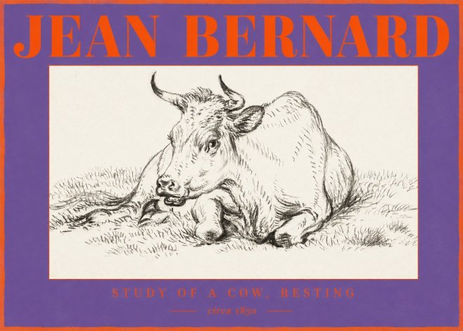 Jean Bernard Study of a Cow, Resting No2 - Póster