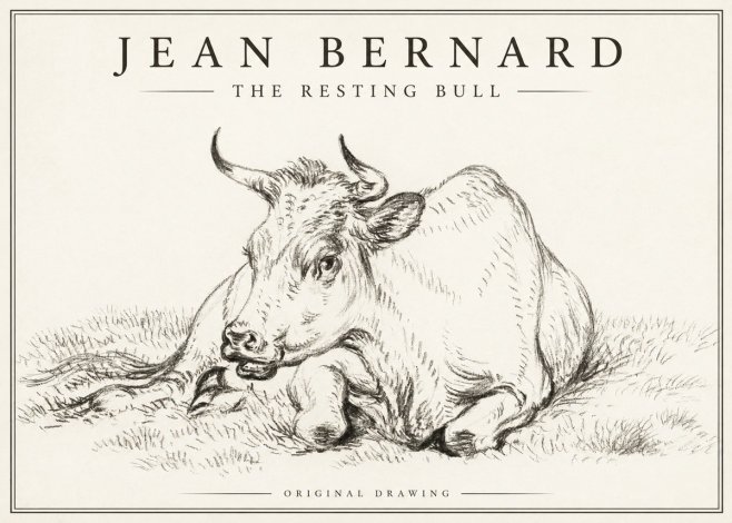 Jean Bernard Study of a Cow, Resting No3 - Póster