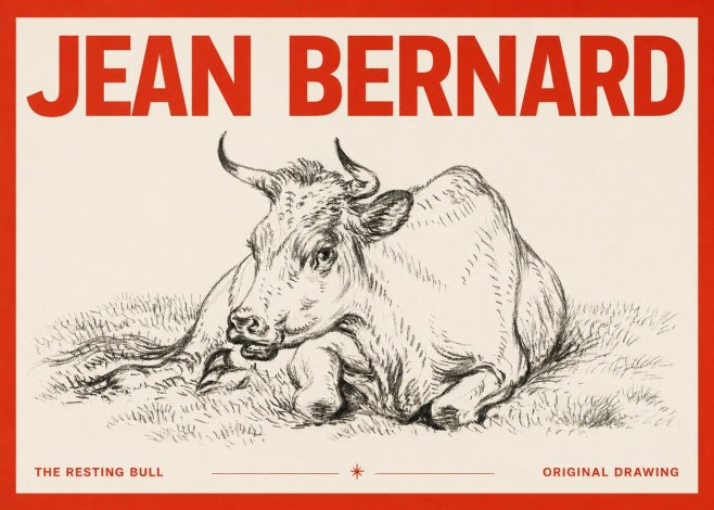 Jean Bernard Study of a Cow, Resting No4 - Póster