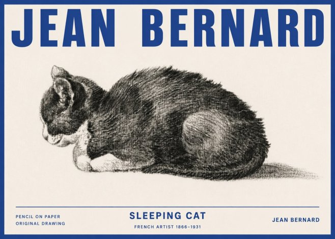 Jean Bernard Sleeping Cat VII No4 - Póster