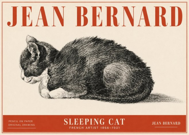 Jean Bernard Sleeping Cat VII No5 - Póster