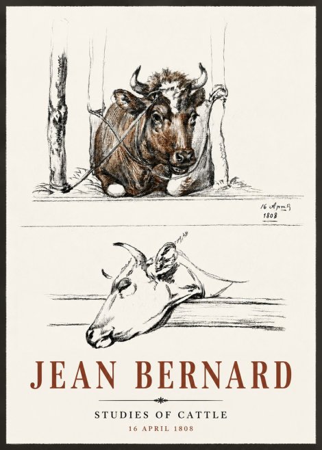 Jean Bernard Studies of Cattle III No6 - Póster