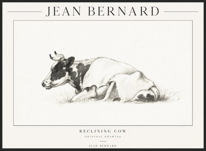 Jean Bernard Reclining Cow II No1 - Póster