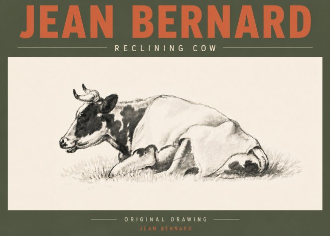 Jean Bernard Reclining Cow II No5 - Póster