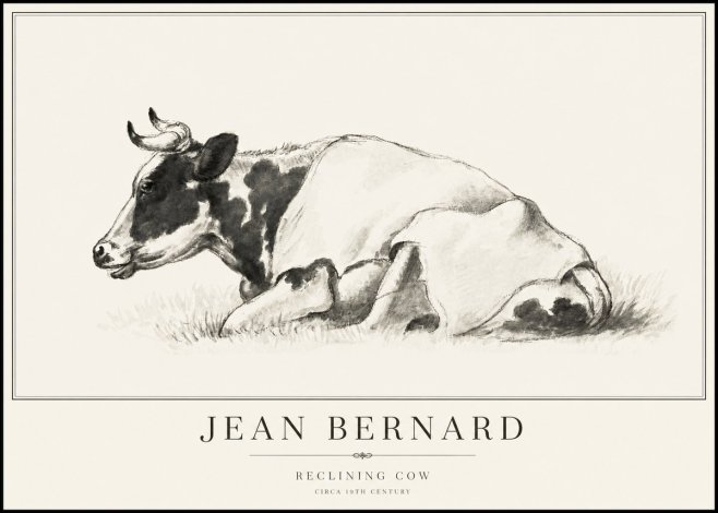 Jean Bernard Reclining Cow II No6 - Póster