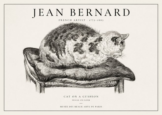 Jean Bernard Cat on a Cushion No1 - Póster