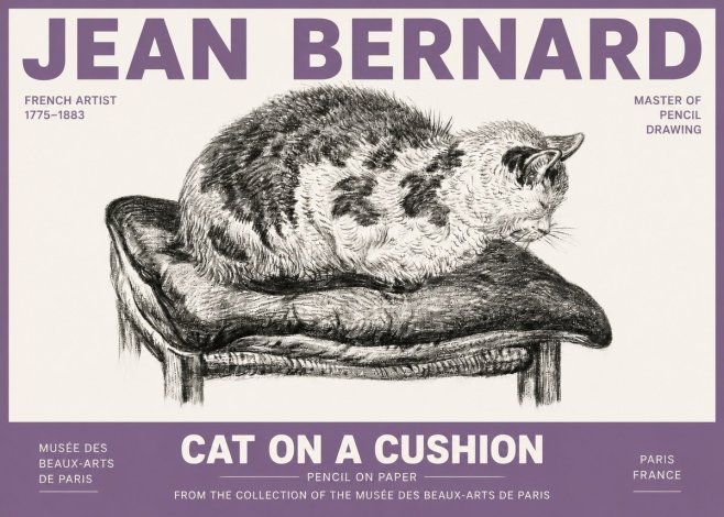 Jean Bernard Cat on a Cushion No4 - Póster