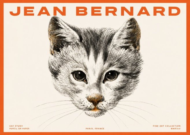 Jean Bernard Cat Study IX No2 - Póster