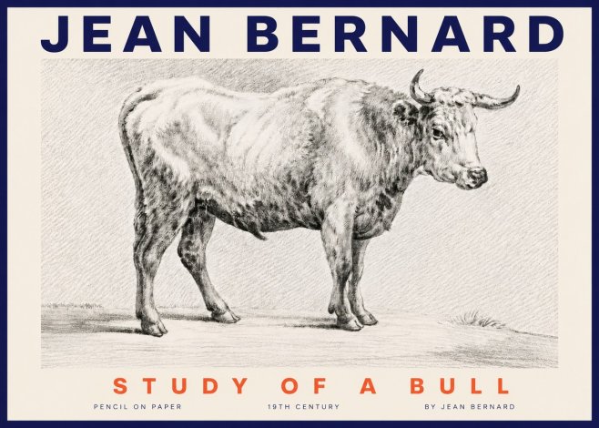 Jean Bernard Study of a Bull IV No4 - Póster