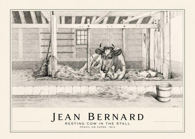 Jean Bernard Resting Cow in the Stall I No1 - Póster