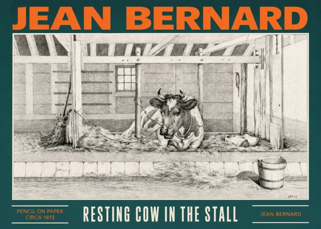 Jean Bernard Resting Cow in the Stall I No2 - Póster
