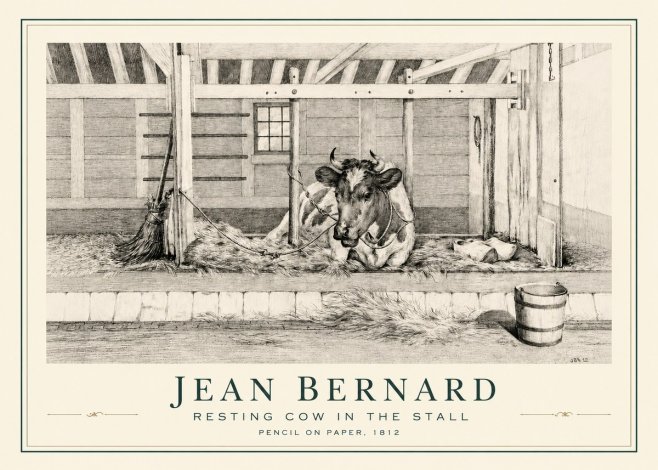 Jean Bernard Resting Cow in the Stall I No3 - Póster