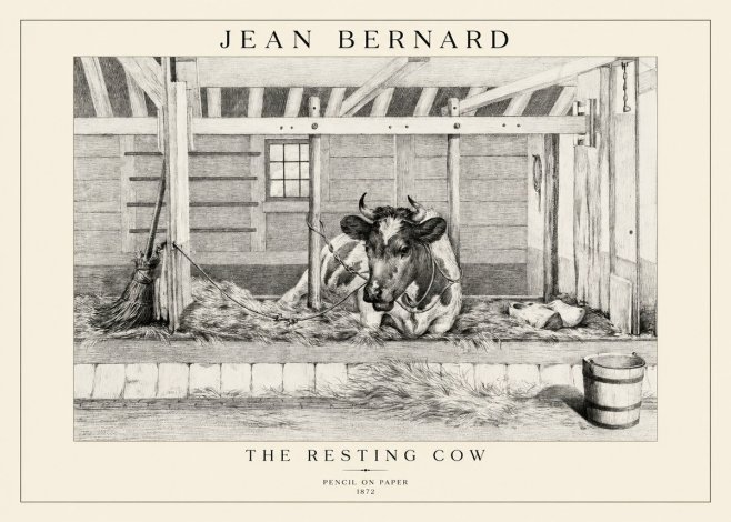 Jean Bernard Resting Cow in the Stall I No5 - Póster