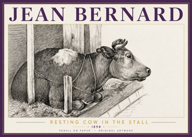 Jean Bernard Resting Cow in the Stall II No5 - Póster