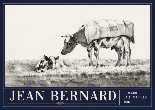 Jean Bernard Cow and Calf in a Field No3 - Póster