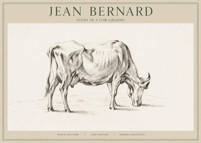 Jean Bernard Study of a Cow Grazing I No1 - Póster