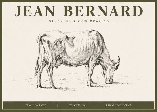 Jean Bernard Study of a Cow Grazing I No4 - Póster
