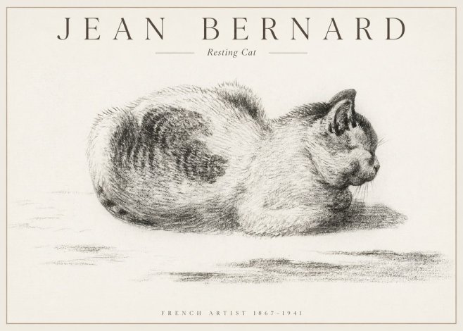 Jean Bernard Resting Cat No1 - Póster