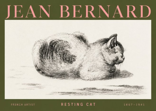 Jean Bernard Resting Cat No3 - Póster