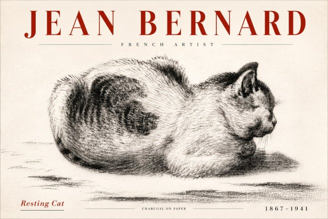Jean Bernard Resting Cat No5 - Póster
