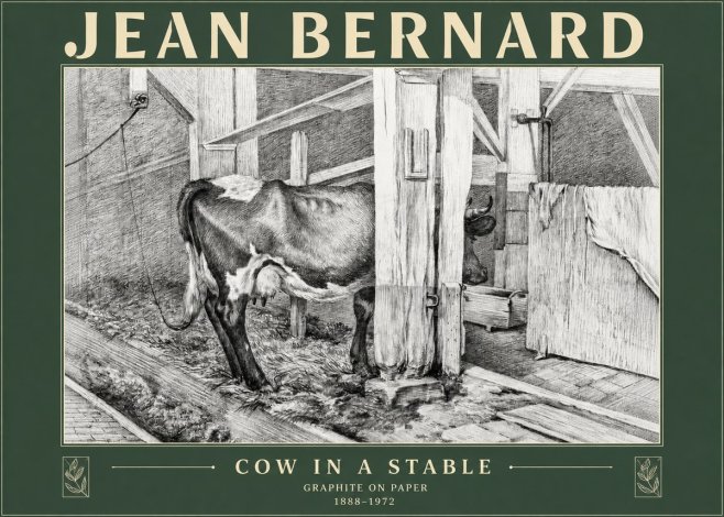 Jean Bernard Cow in a Stable No3 - Póster