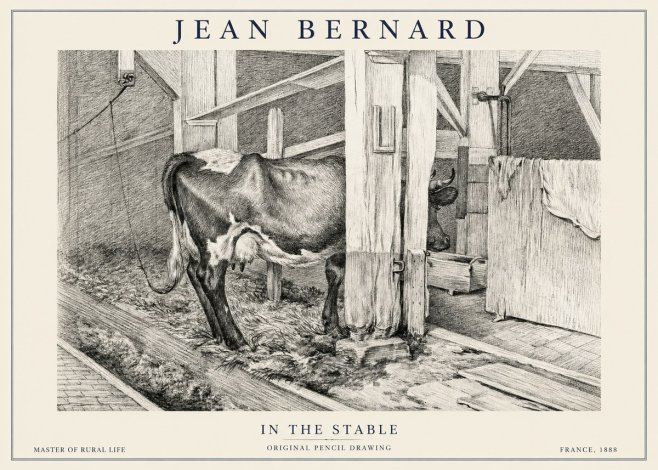 Jean Bernard Cow in a Stable No6 - Póster