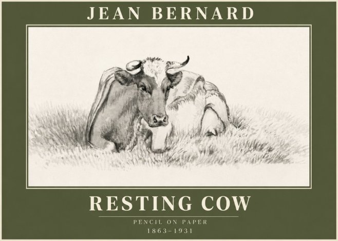 Jean Bernard Resting Cow IV No3 - Póster