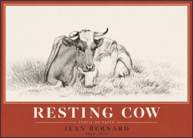 Jean Bernard Resting Cow IV No4 - Póster