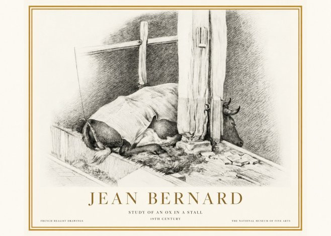Jean Bernard The Resting Ox No5 - Póster