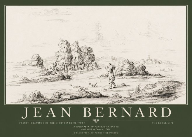 Jean Bernard Landscape with Figures and Distant Village No5 - Póster