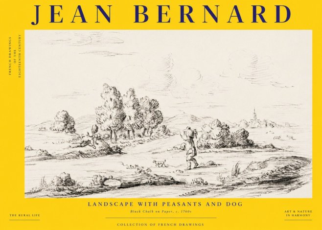 Jean Bernard Landscape with Figures and Distant Village No6 - Póster