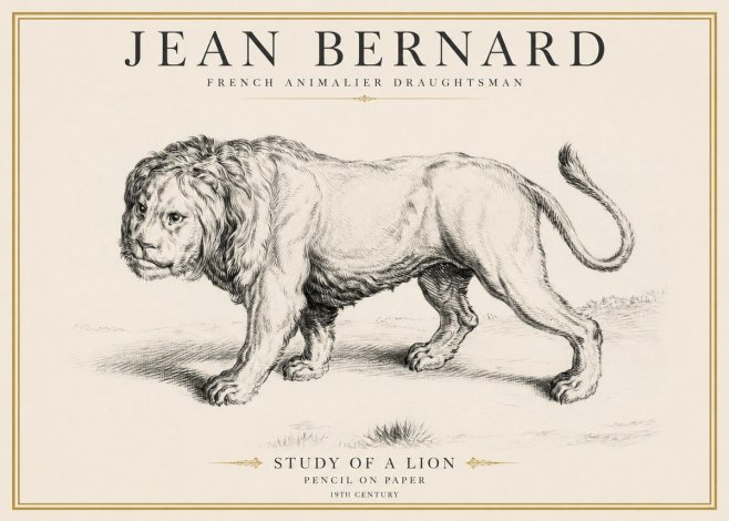 Jean Bernard Study of a Lion II No6 - Póster