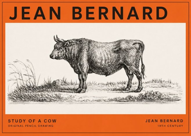 Jean Bernard Study of a Cow XIII No2 - Póster