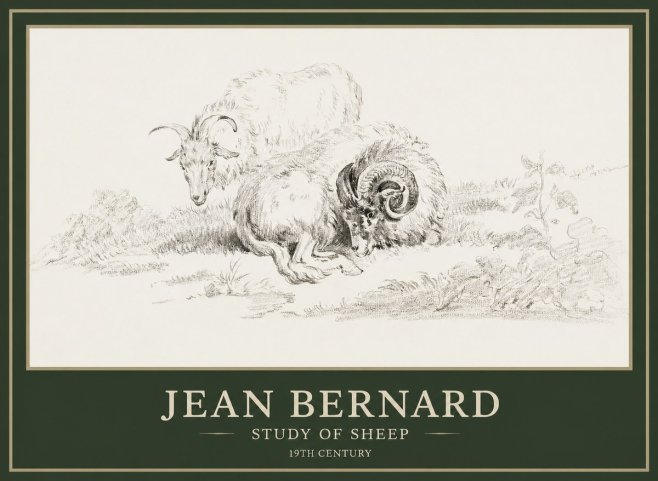 Jean Bernard Study of Sheep No1 - Póster