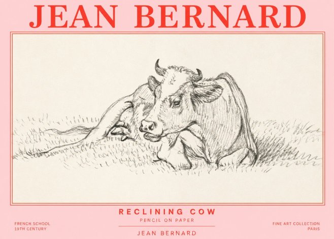 Jean Bernard Reclining Cow III No2 - Póster