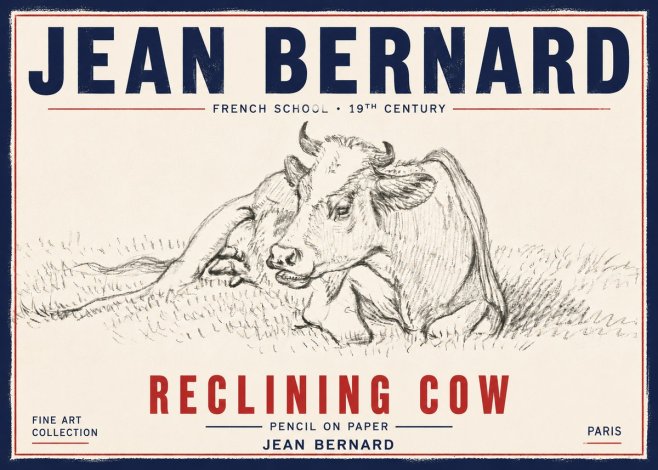 Jean Bernard Reclining Cow III No6 - Póster
