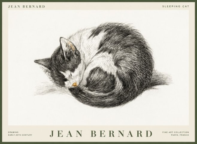 Jean Bernard Sleeping Cat VIII No1 - Póster