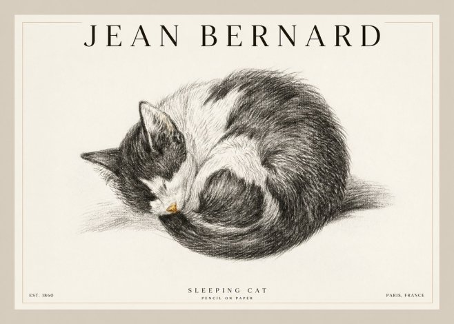 Jean Bernard Sleeping Cat VIII No2 - Póster