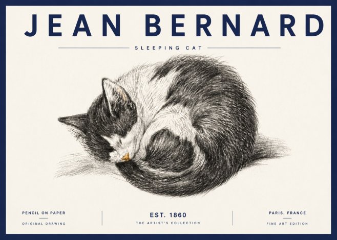 Jean Bernard Sleeping Cat VIII No6 - Póster