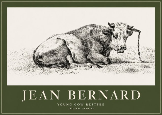 Jean Bernard Young Cow Resting No2 - Póster