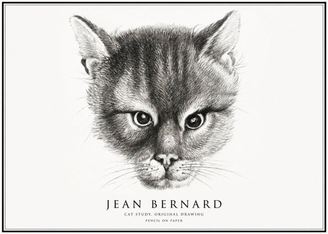 Jean Bernard Cat Study. Original Drawing No1 - Póster