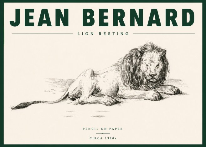 Jean Bernard Lion Resting No6 - Póster