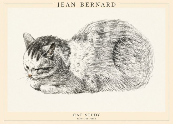Jean Bernard Cat Study X No1 - Póster